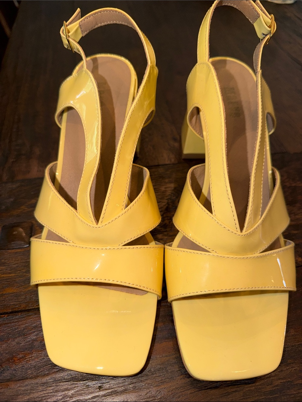 Maeve Yellow Block Heel Slingback Sandals - Women's